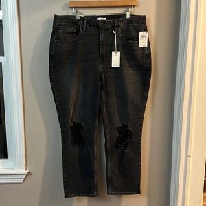 Good American Black Distressed Ripped Jeans